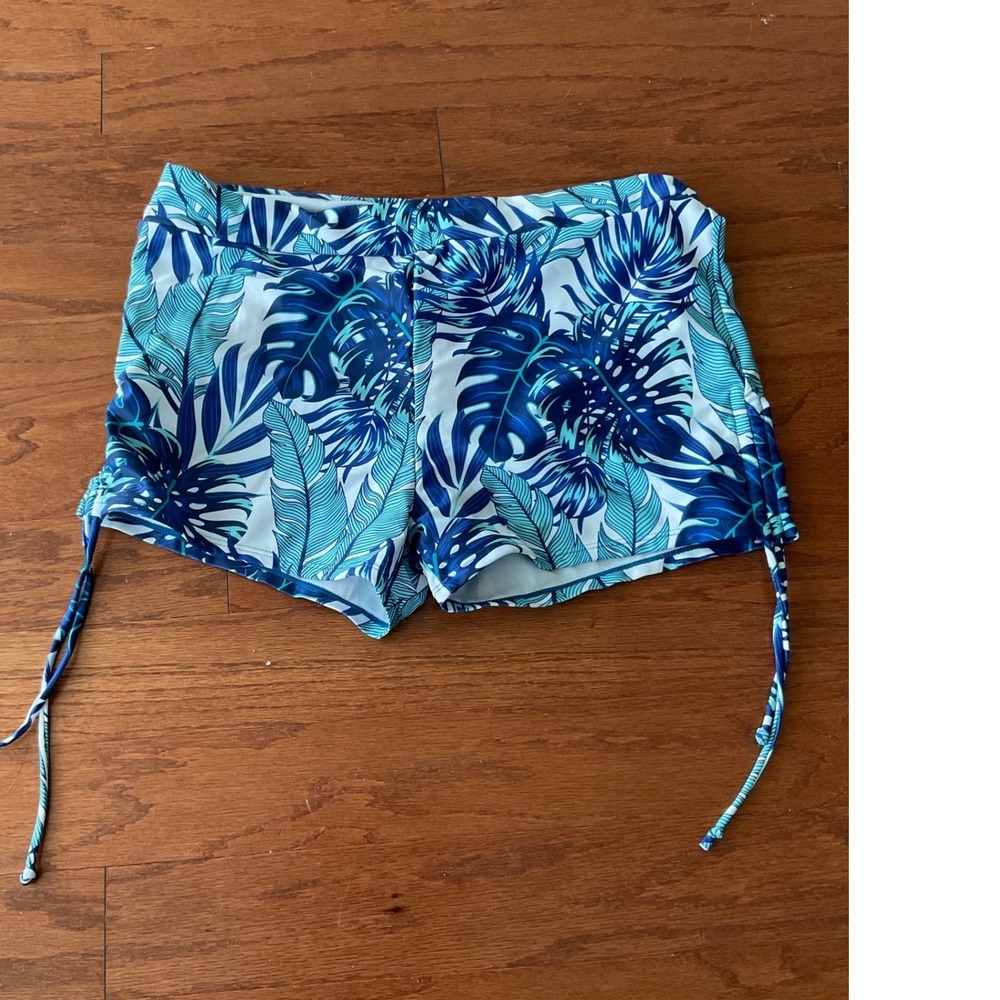 Womens Tropical Leaf Print Swim Shorts Size‎ L
